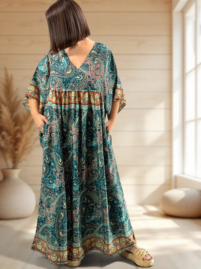 MATHILDA - ROBE LONGUE BOHEME SOIE JUSQU'A LA TAILLE 54
