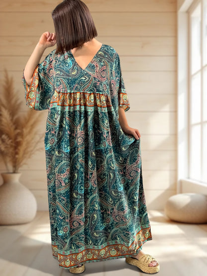 MATHILDA - ROBE LONGUE BOHEME SOIE JUSQU'A LA TAILLE 54