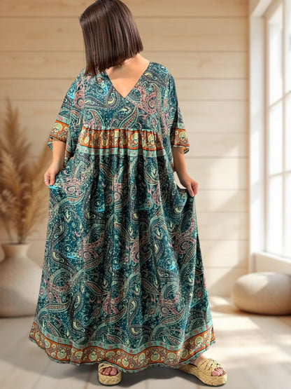 MATHILDA - ROBE LONGUE BOHEME SOIE JUSQU'A LA TAILLE 54