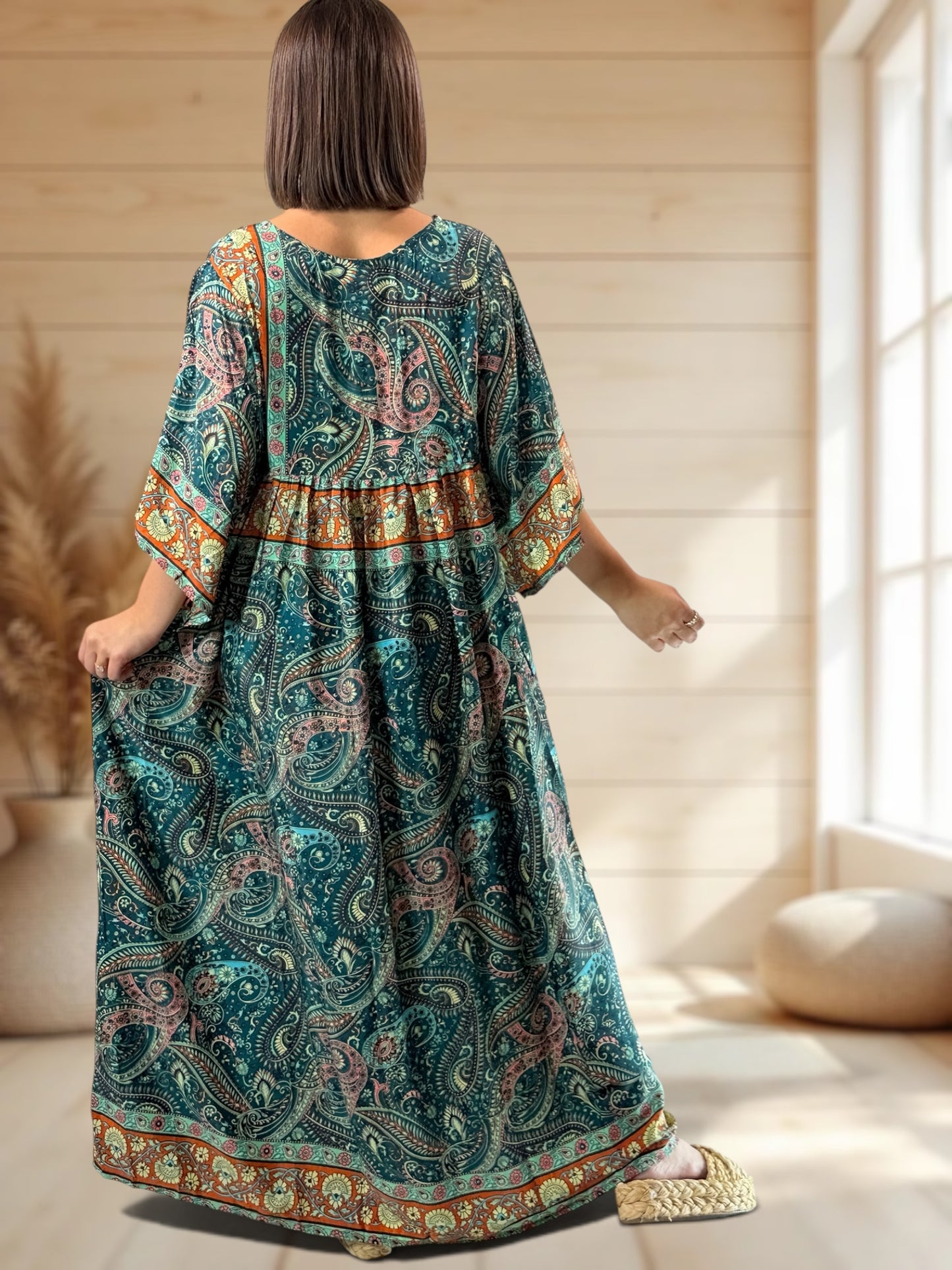 MATHILDA - ROBE LONGUE BOHEME SOIE JUSQU'A LA TAILLE 54