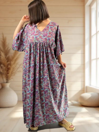 MATHILDA - ROBE LONGUE BOHEME SOIE JUSQU'A LA TAILLE 54