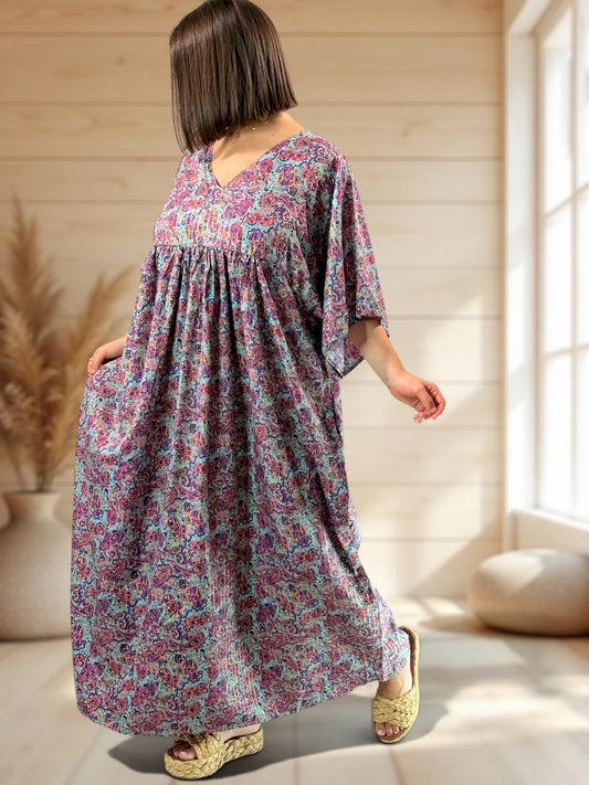 MATHILDA - ROBE LONGUE BOHEME SOIE JUSQU'A LA TAILLE 54