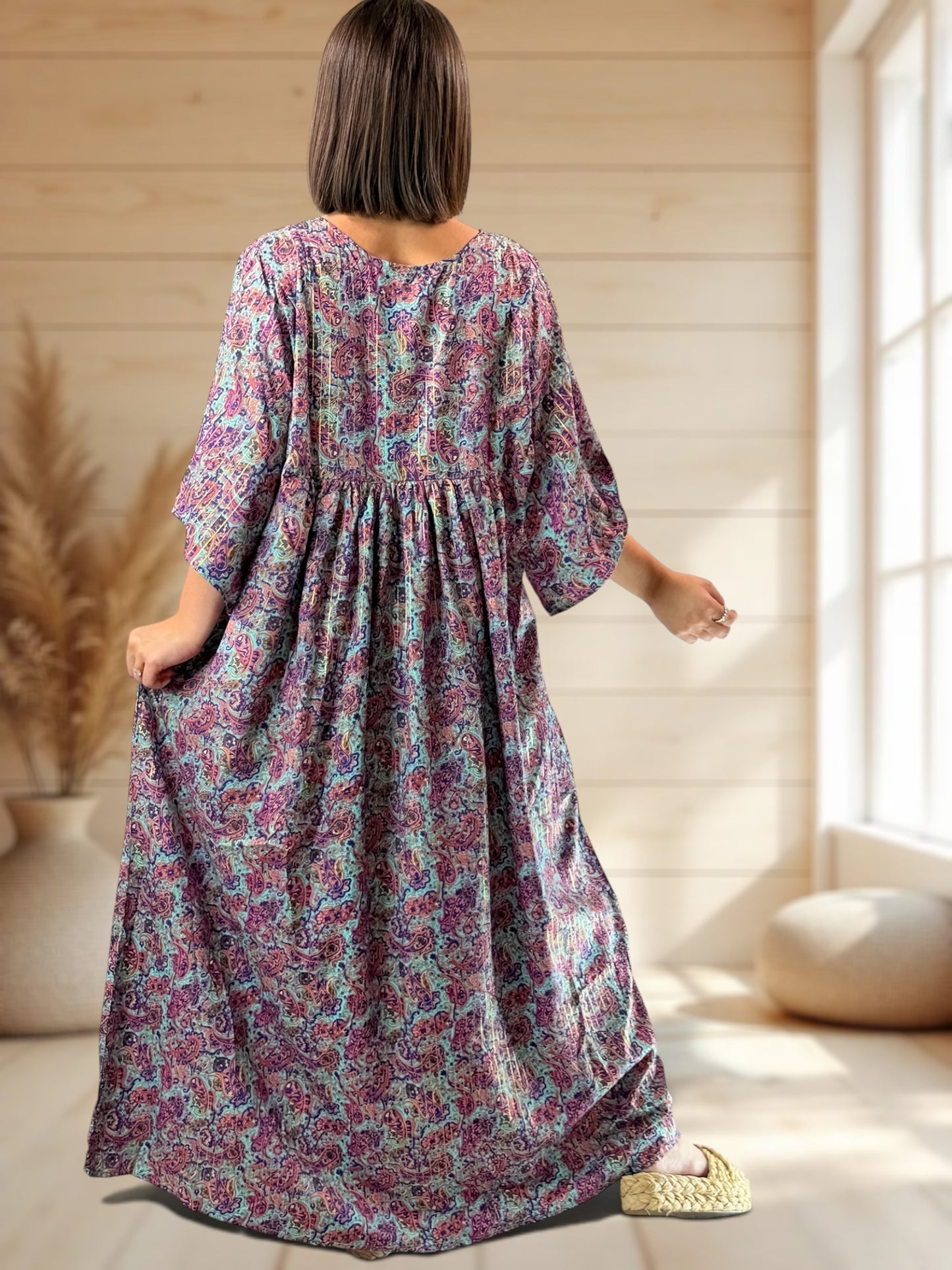 MATHILDA - ROBE LONGUE BOHEME SOIE JUSQU'A LA TAILLE 54