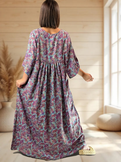 MATHILDA - ROBE LONGUE BOHEME SOIE JUSQU'A LA TAILLE 54