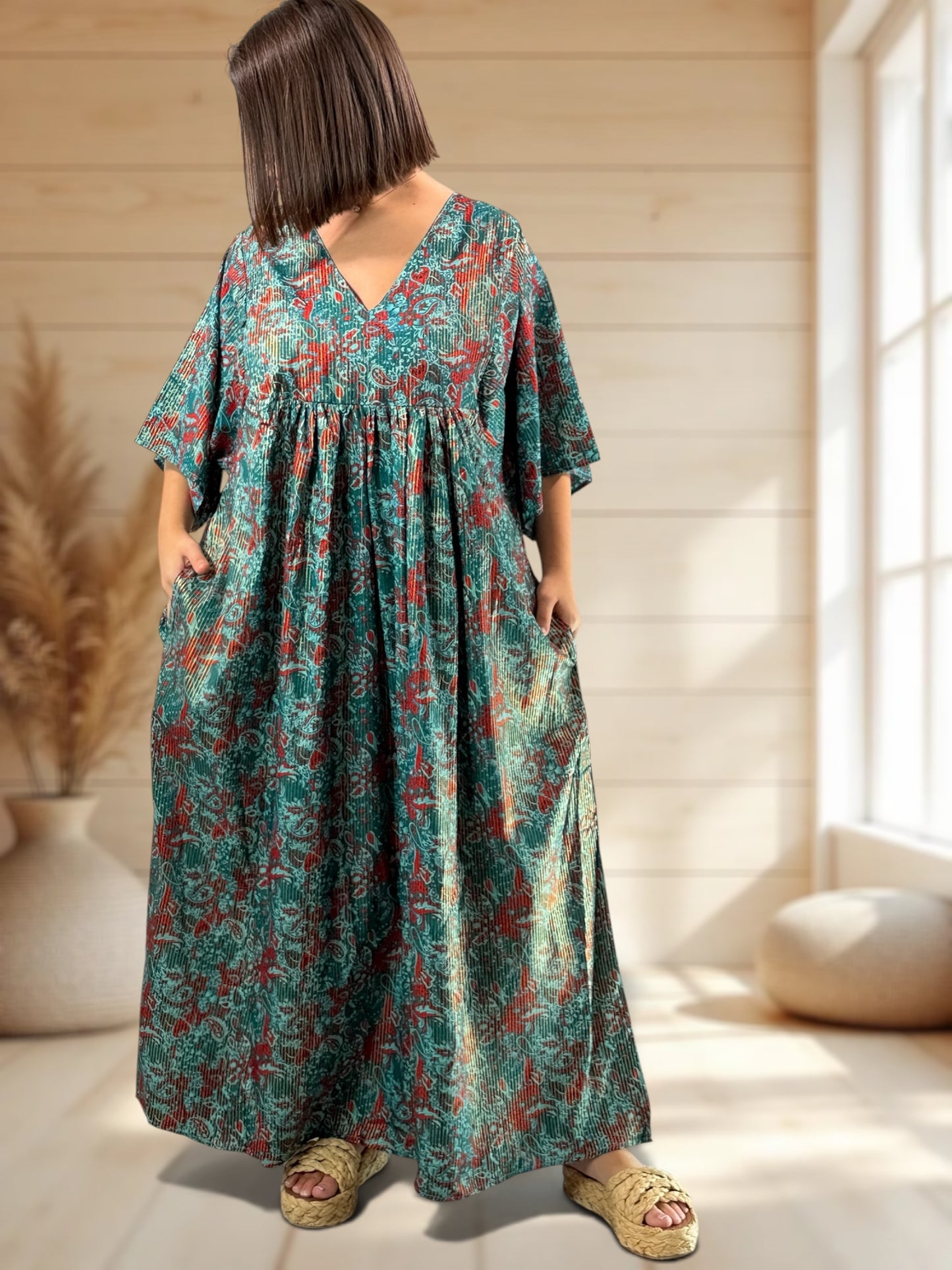 MATHILDA - ROBE LONGUE BOHEME SOIE JUSQU'A LA TAILLE 54