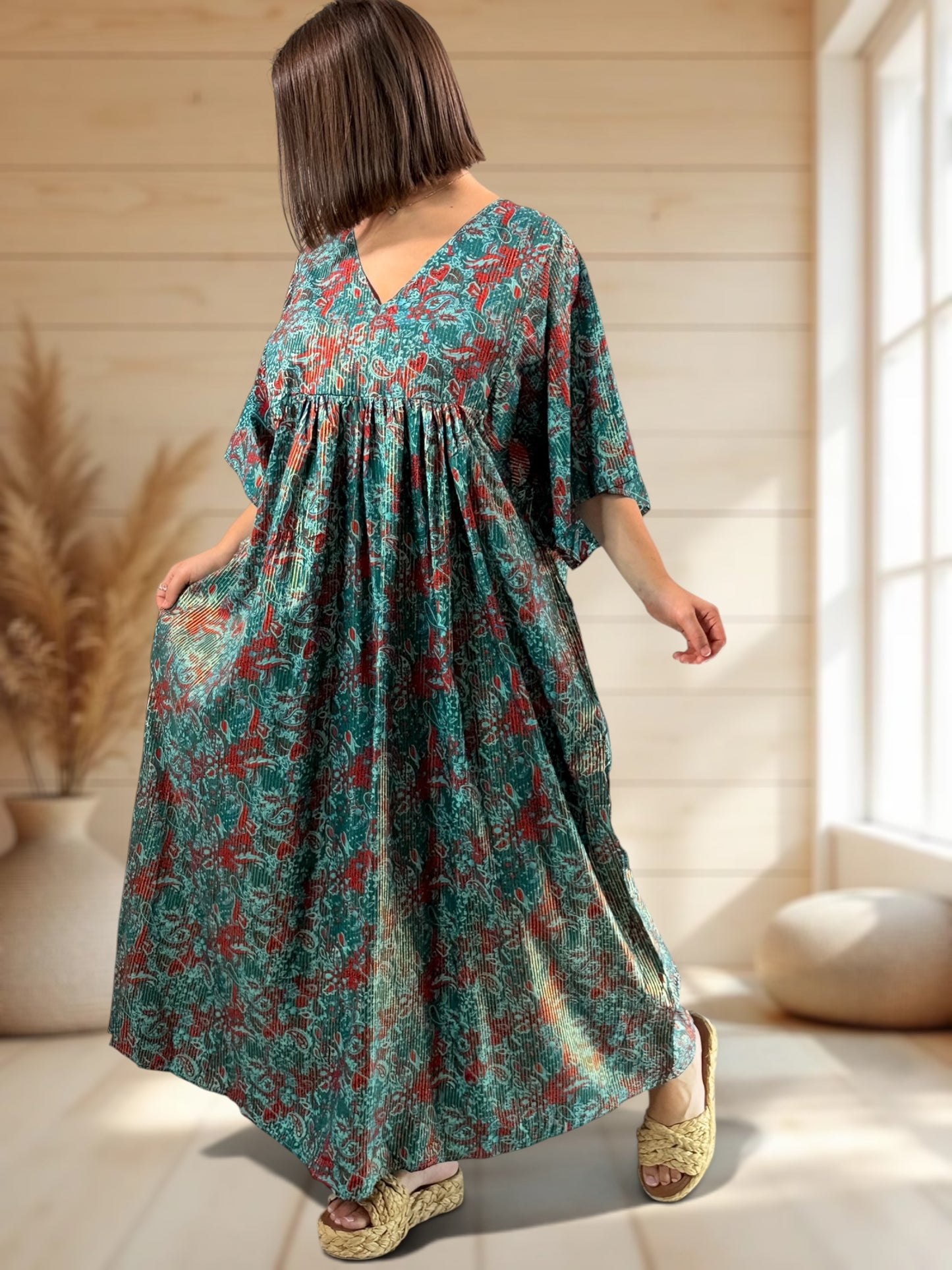 MATHILDA - ROBE LONGUE BOHEME SOIE JUSQU'A LA TAILLE 54