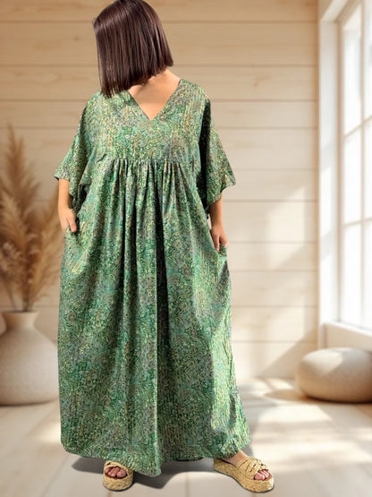 MATHILDA - ROBE LONGUE BOHEME SOIE JUSQU'A LA TAILLE 54
