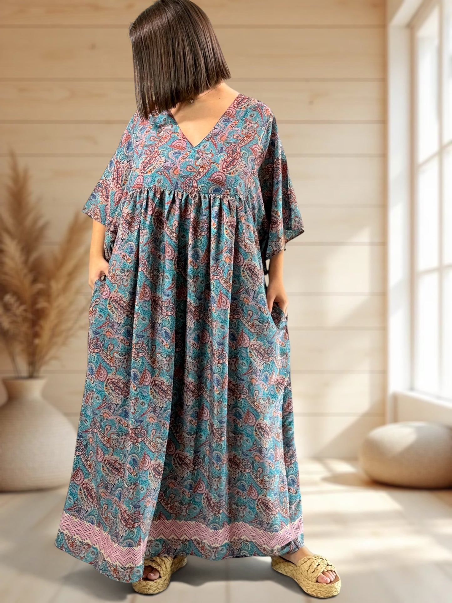 MATHILDA - ROBE LONGUE BOHEME SOIE JUSQU'A LA TAILLE 54