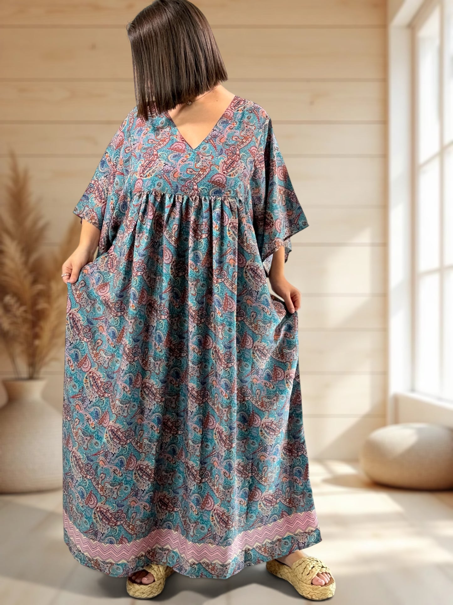 MATHILDA - ROBE LONGUE BOHEME SOIE JUSQU'A LA TAILLE 54