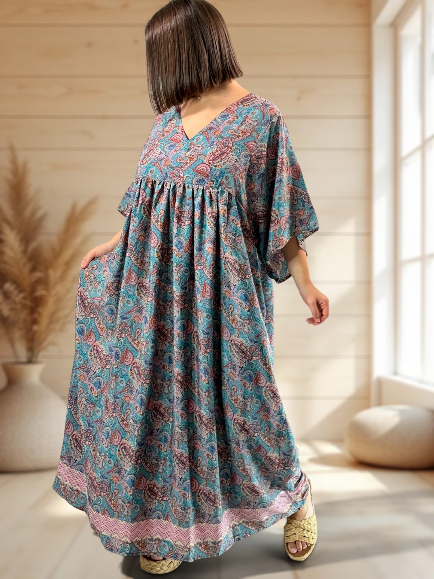 MATHILDA - ROBE LONGUE BOHEME SOIE JUSQU'A LA TAILLE 54