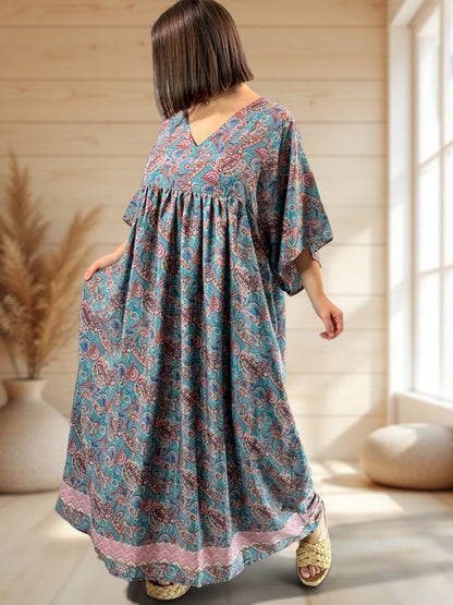 MATHILDA - ROBE LONGUE BOHEME SOIE JUSQU'A LA TAILLE 54