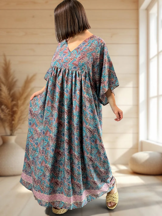 MATHILDA - ROBE LONGUE BOHEME SOIE JUSQU'A LA TAILLE 54