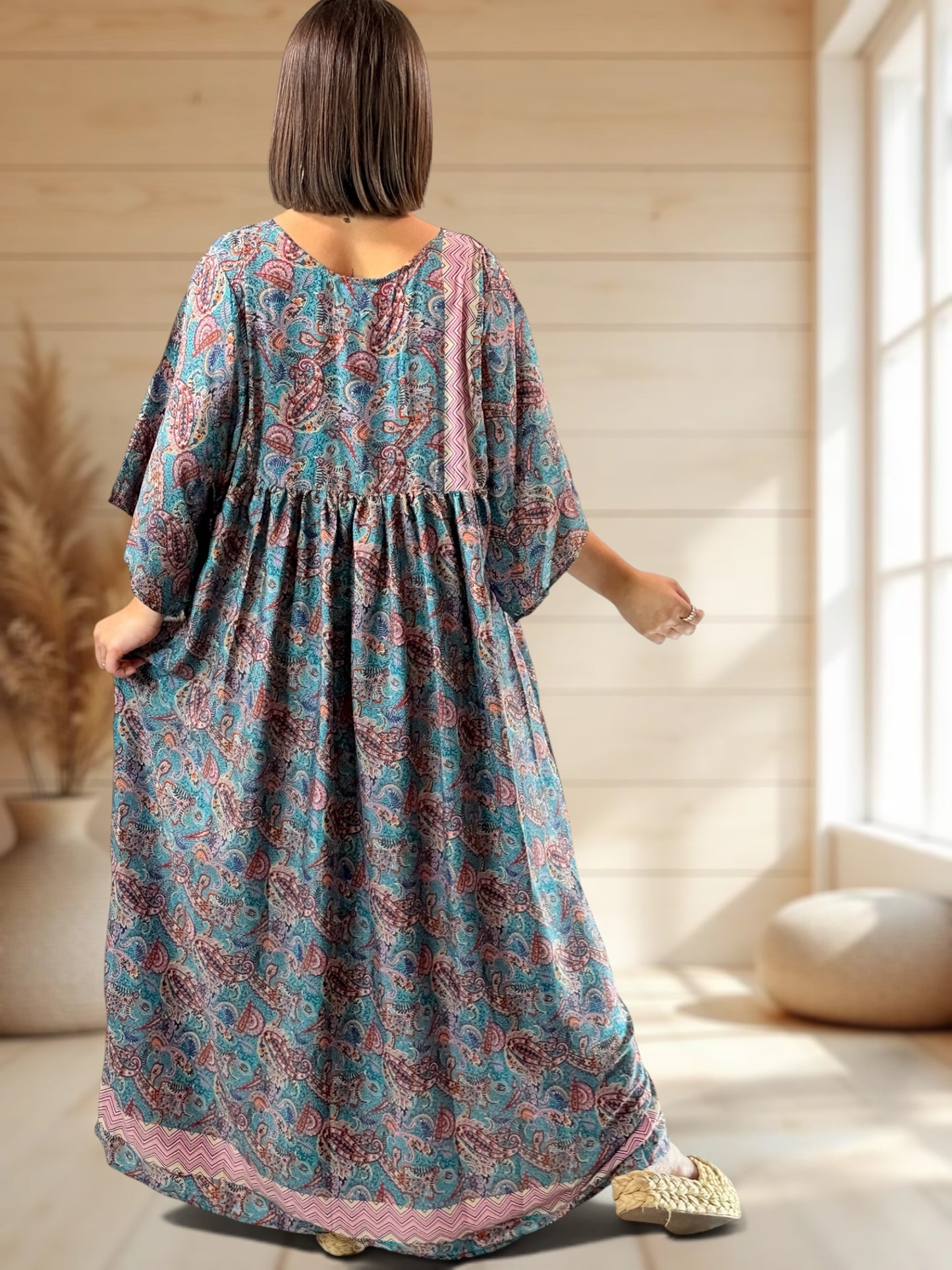 MATHILDA - ROBE LONGUE BOHEME SOIE JUSQU'A LA TAILLE 54