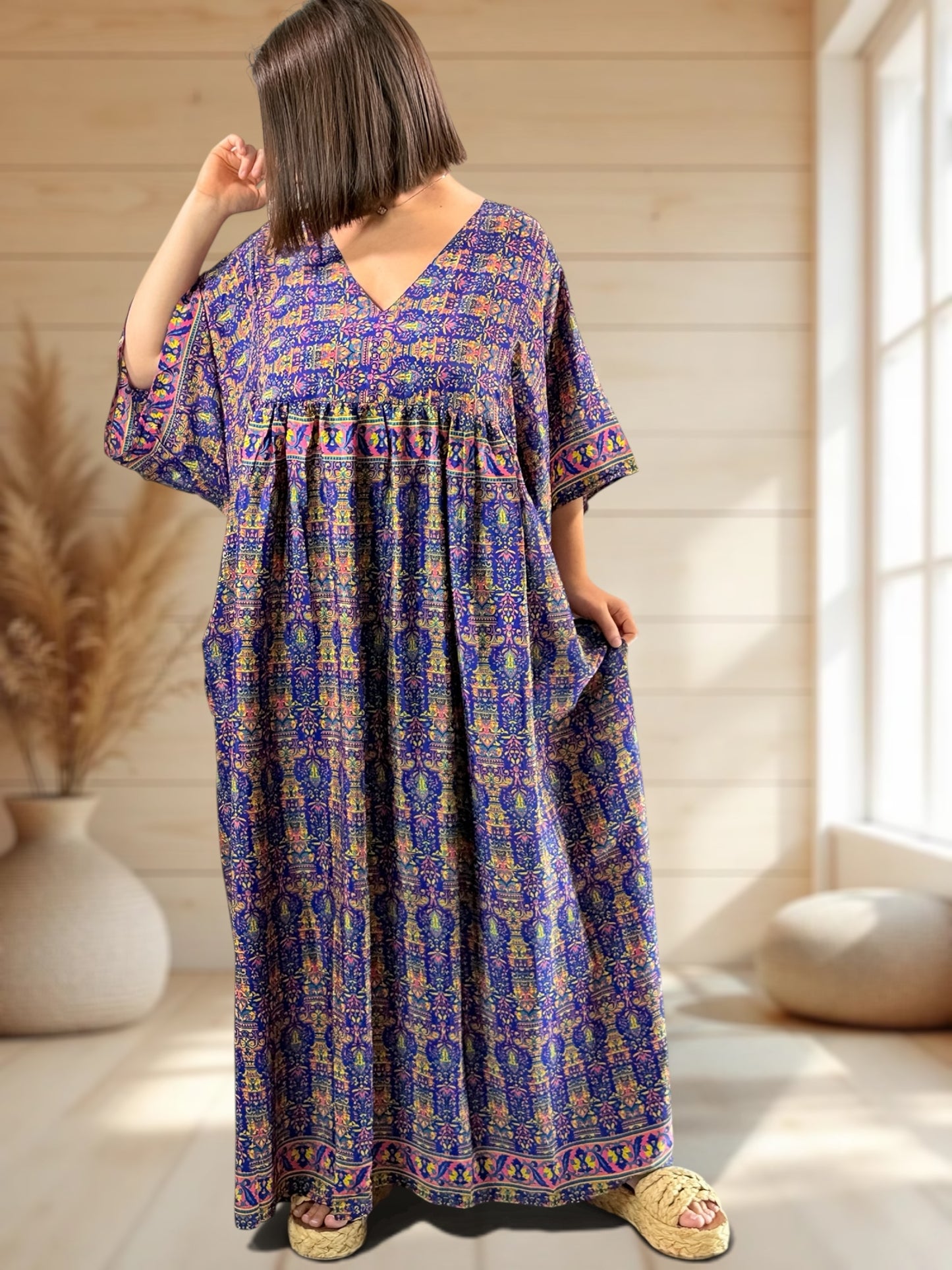MATHILDA - ROBE LONGUE BOHEME SOIE JUSQU'A LA TAILLE 54