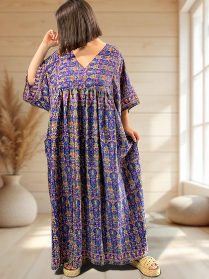 MATHILDA - ROBE LONGUE BOHEME SOIE JUSQU'A LA TAILLE 54