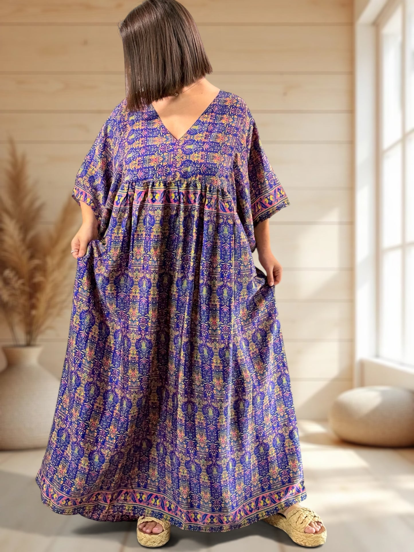 MATHILDA - ROBE LONGUE BOHEME SOIE JUSQU'A LA TAILLE 54