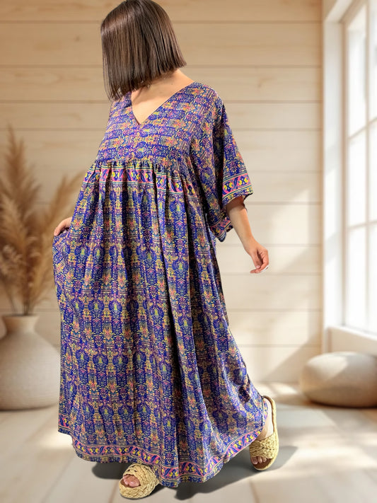 MATHILDA - ROBE LONGUE BOHEME SOIE JUSQU'A LA TAILLE 54