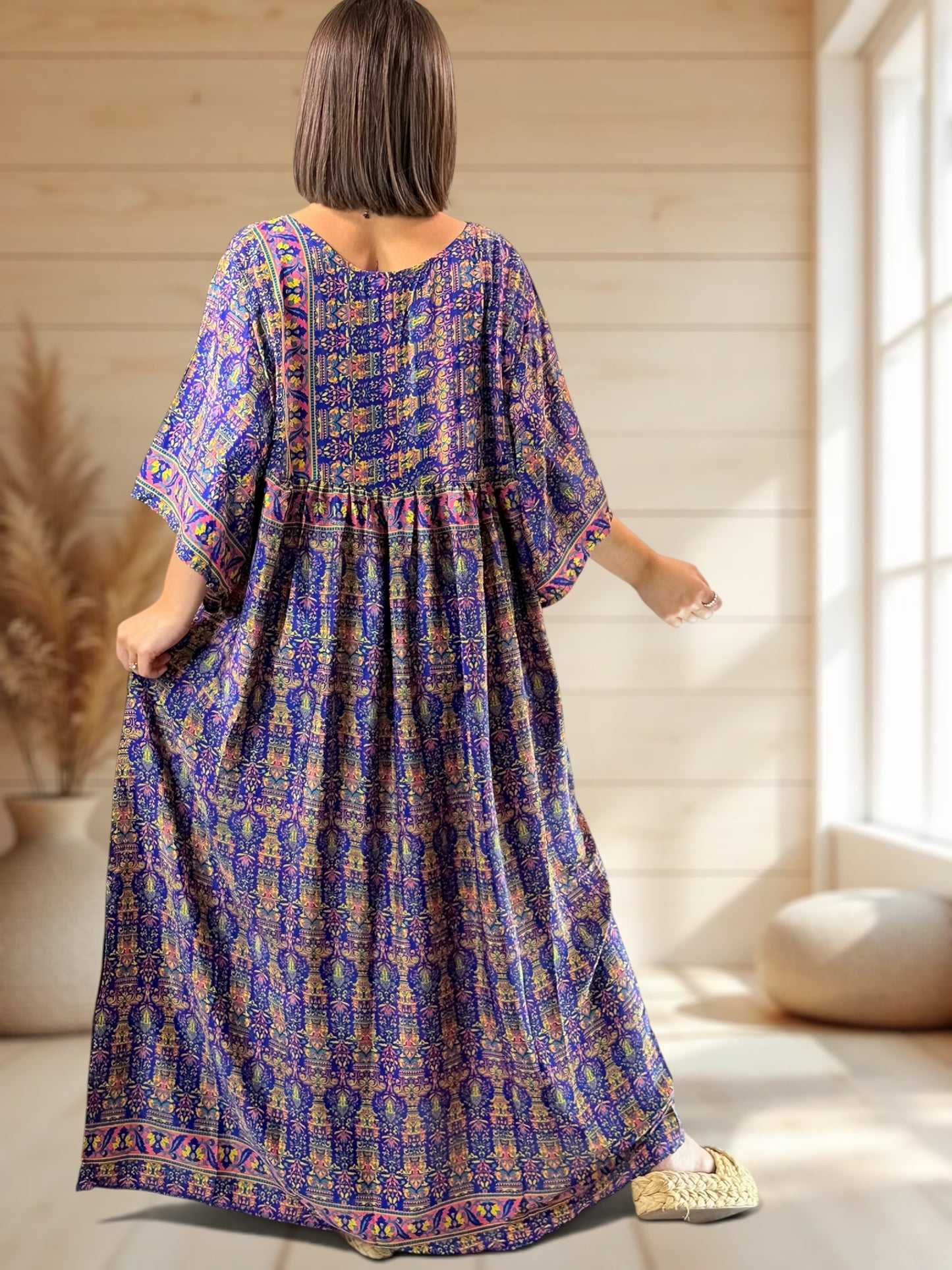 MATHILDA - ROBE LONGUE BOHEME SOIE JUSQU'A LA TAILLE 54