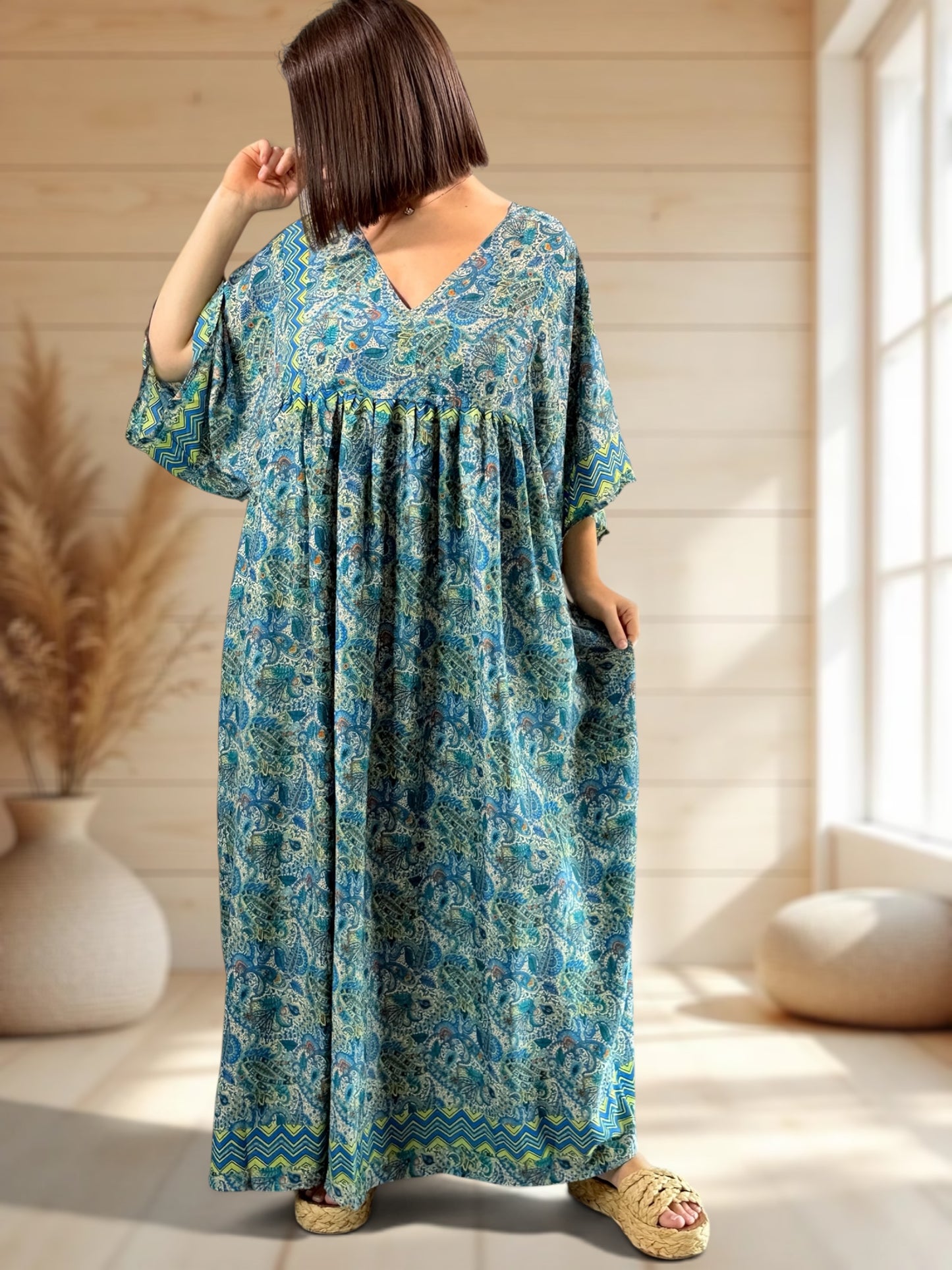 MATHILDA - ROBE LONGUE BOHEME SOIE JUSQU'A LA TAILLE 54
