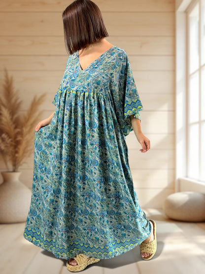 MATHILDA - ROBE LONGUE BOHEME SOIE JUSQU'A LA TAILLE 54