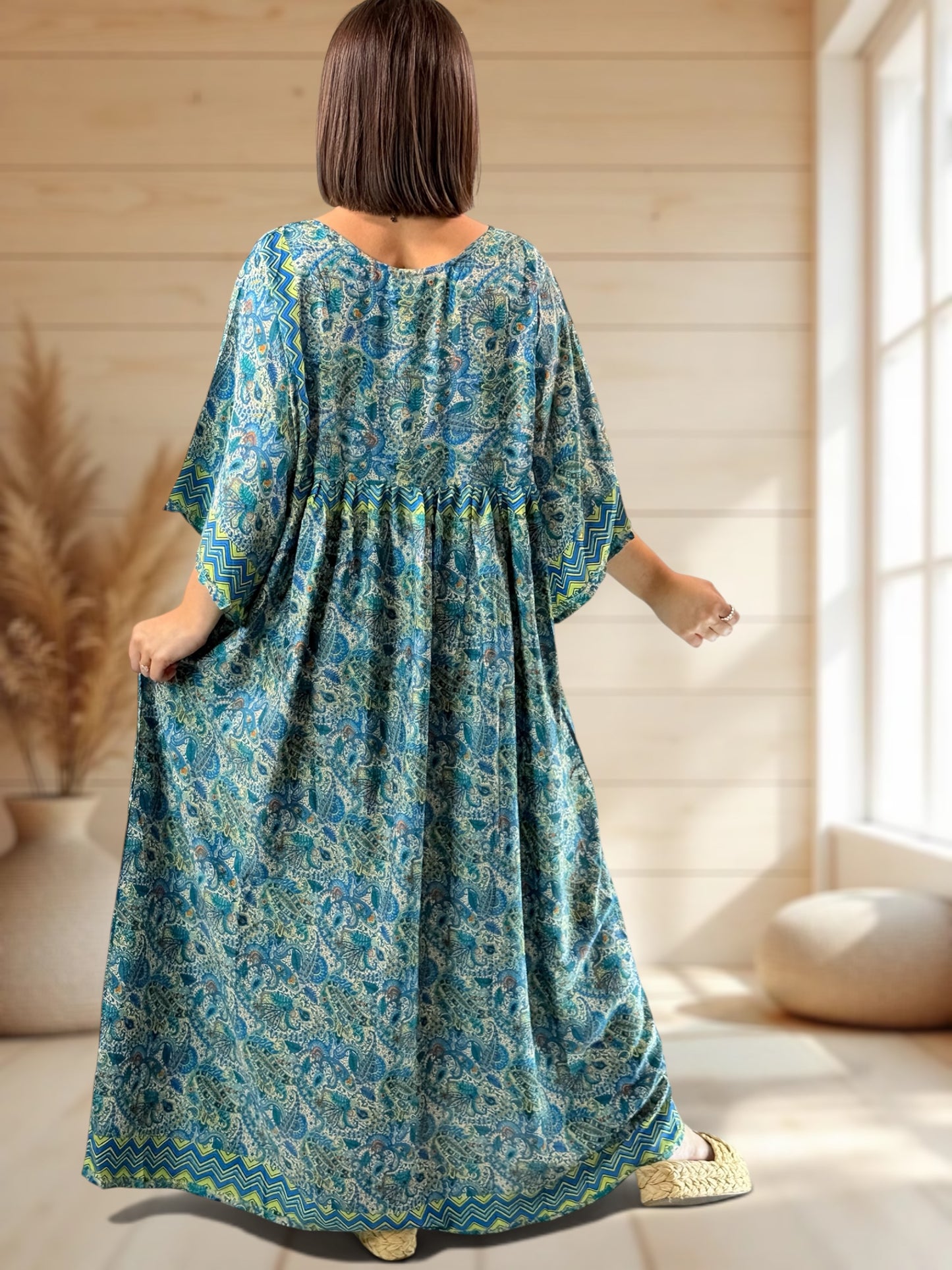 MATHILDA - ROBE LONGUE BOHEME SOIE JUSQU'A LA TAILLE 54
