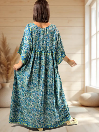MATHILDA - ROBE LONGUE BOHEME SOIE JUSQU'A LA TAILLE 54