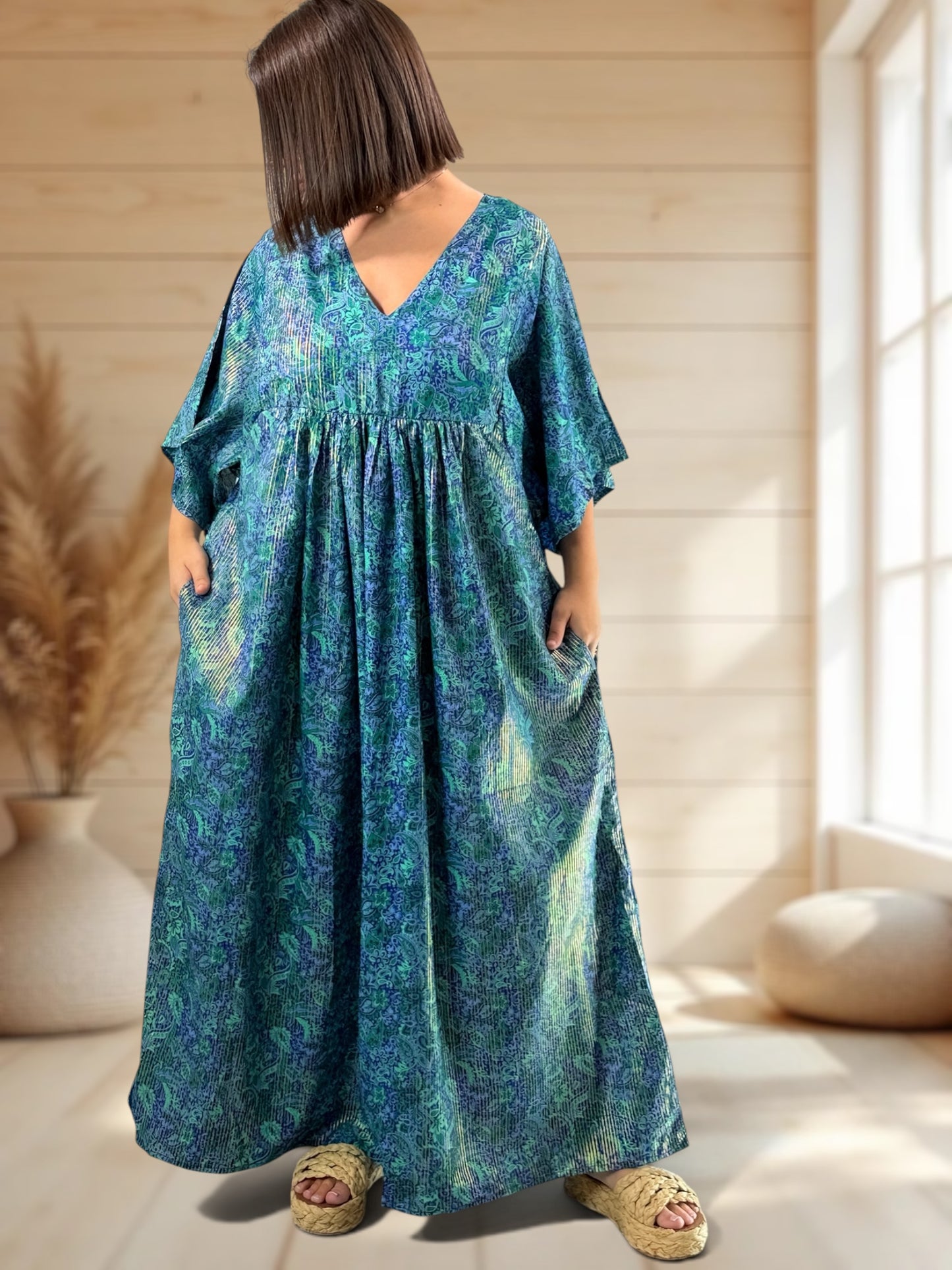 MATHILDA - ROBE LONGUE BOHEME SOIE JUSQU'A LA TAILLE 54