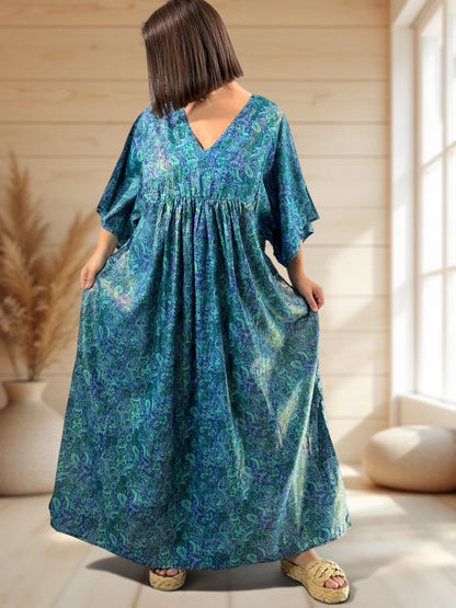 MATHILDA - ROBE LONGUE BOHEME SOIE JUSQU'A LA TAILLE 54