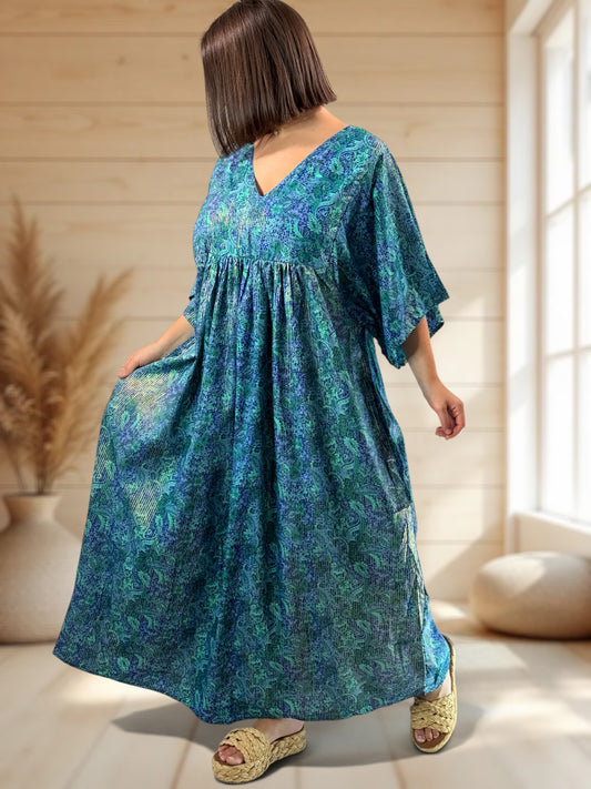 MATHILDA - ROBE LONGUE BOHEME SOIE JUSQU'A LA TAILLE 54