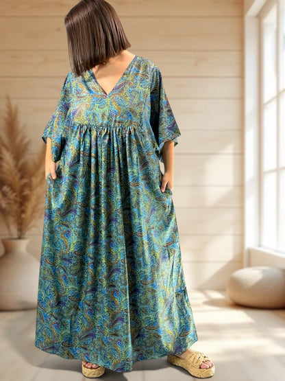 MATHILDA - ROBE LONGUE BOHEME SOIE JUSQU'A LA TAILLE 54