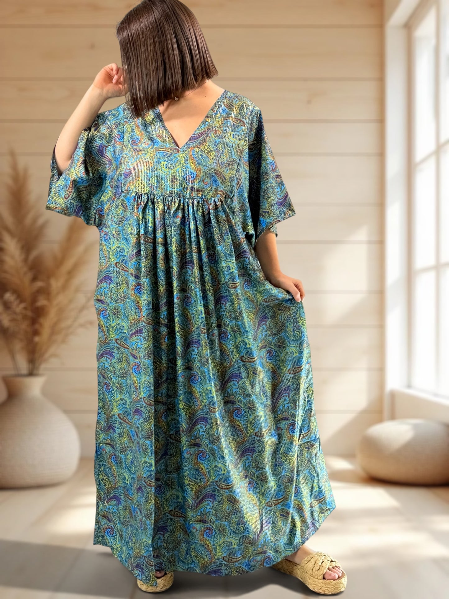 MATHILDA - ROBE LONGUE BOHEME SOIE JUSQU'A LA TAILLE 54