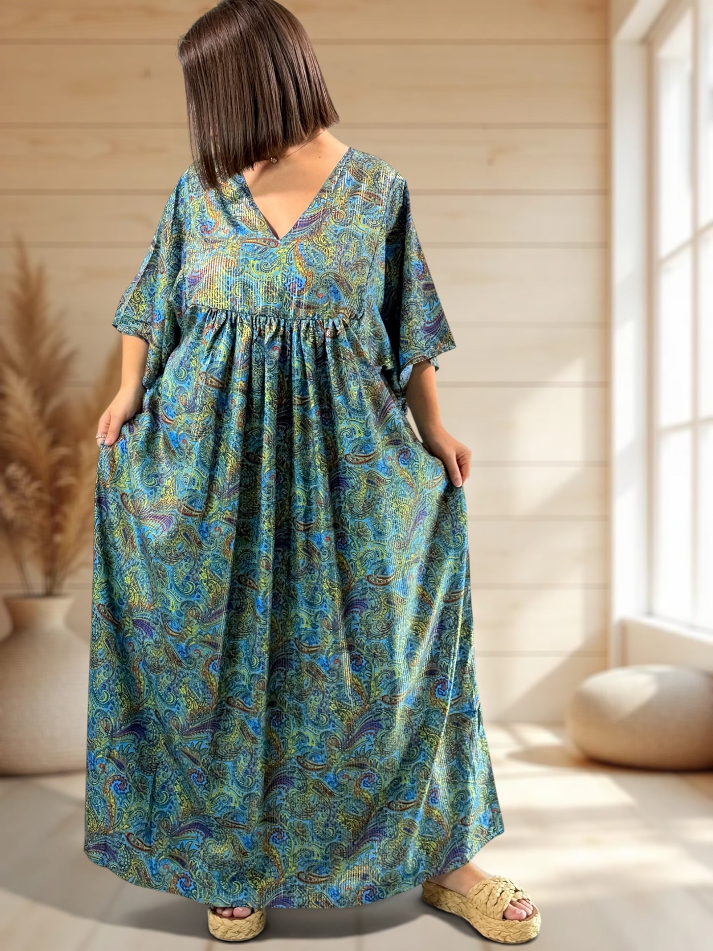 MATHILDA - ROBE LONGUE BOHEME SOIE JUSQU'A LA TAILLE 54