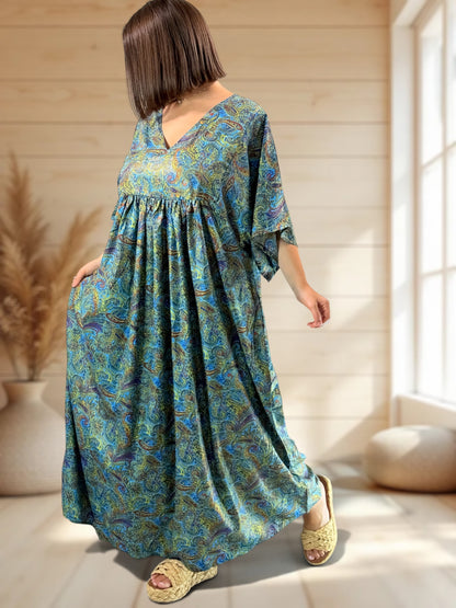 MATHILDA - ROBE LONGUE BOHEME SOIE JUSQU'A LA TAILLE 54