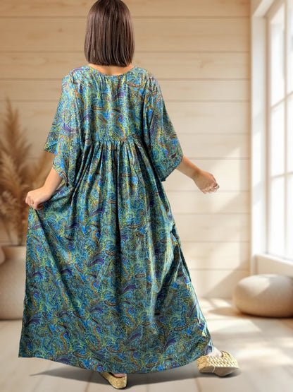 MATHILDA - ROBE LONGUE BOHEME SOIE JUSQU'A LA TAILLE 54