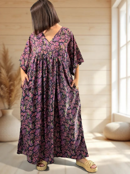 MATHILDA - ROBE LONGUE BOHEME SOIE JUSQU'A LA TAILLE 54