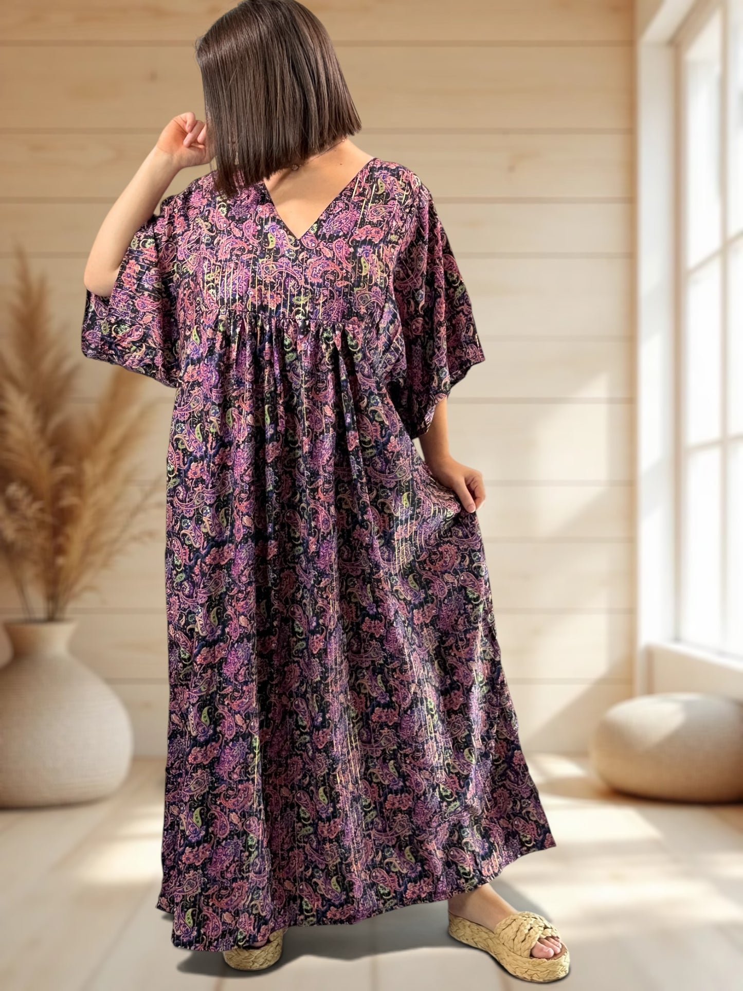 MATHILDA - ROBE LONGUE BOHEME SOIE JUSQU'A LA TAILLE 54