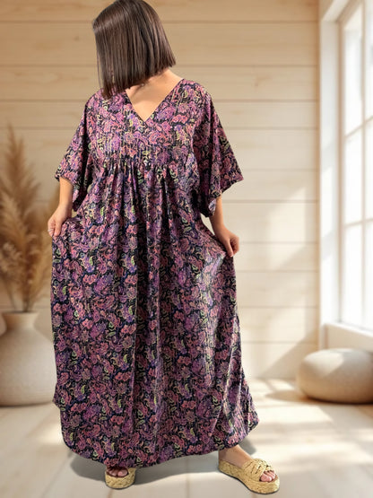 MATHILDA - ROBE LONGUE BOHEME SOIE JUSQU'A LA TAILLE 54
