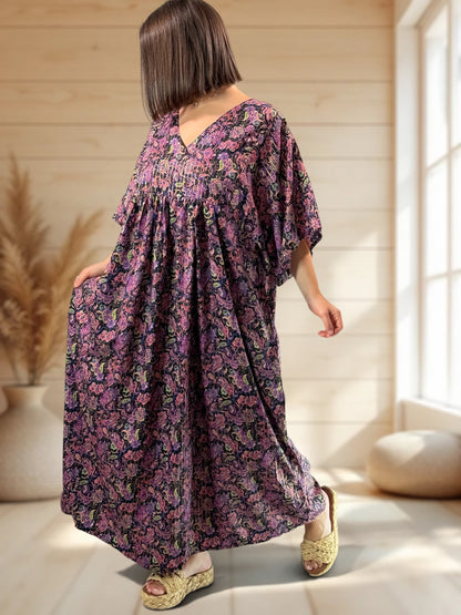 MATHILDA - ROBE LONGUE BOHEME SOIE JUSQU'A LA TAILLE 54
