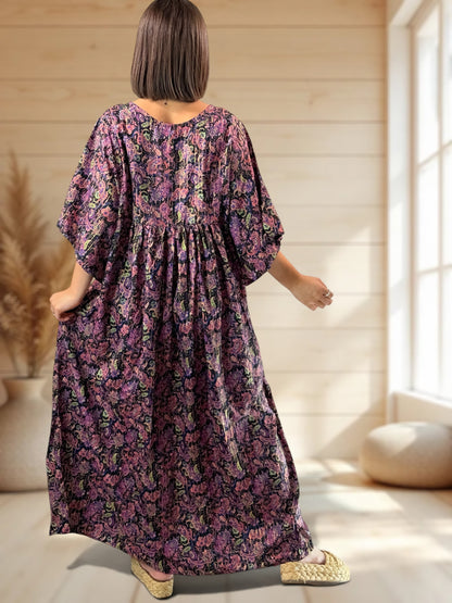 MATHILDA - ROBE LONGUE BOHEME SOIE JUSQU'A LA TAILLE 54