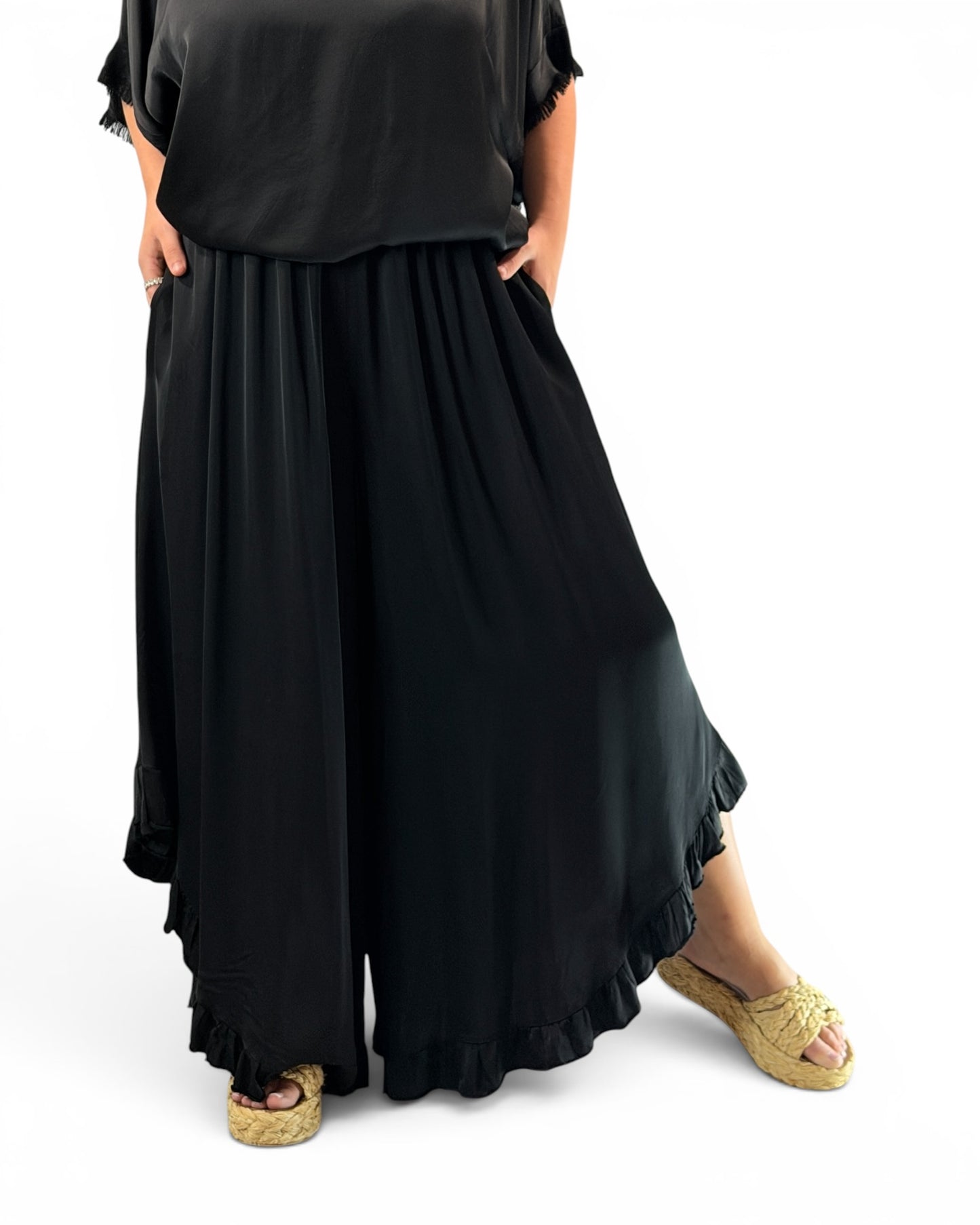 LEXIE - ENSEMBLE TUNIQUE ET PANTALON NOIR JUSQU'A LA TAILLE 54