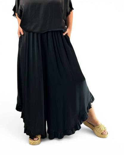 LEXIE - ENSEMBLE TUNIQUE ET PANTALON NOIR JUSQU'A LA TAILLE 54