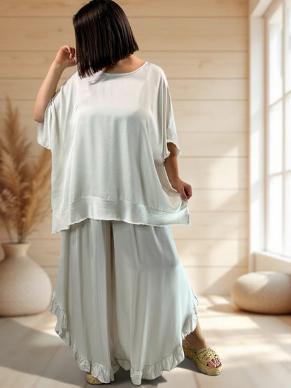 LEXIE  - ENSEMBLE TUNIQUE ET PANTALON BEIGE JUSQU'A LA TAILLE 54