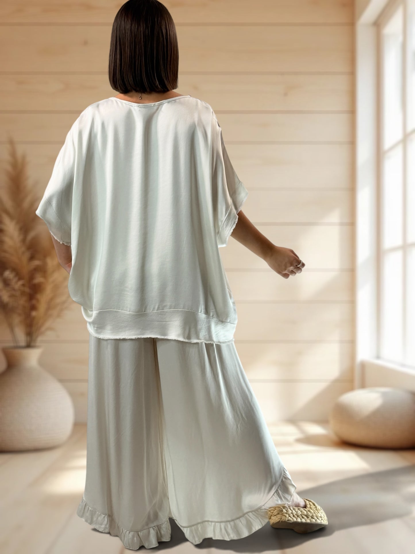 LEXIE  - ENSEMBLE TUNIQUE ET PANTALON BEIGE JUSQU'A LA TAILLE 54