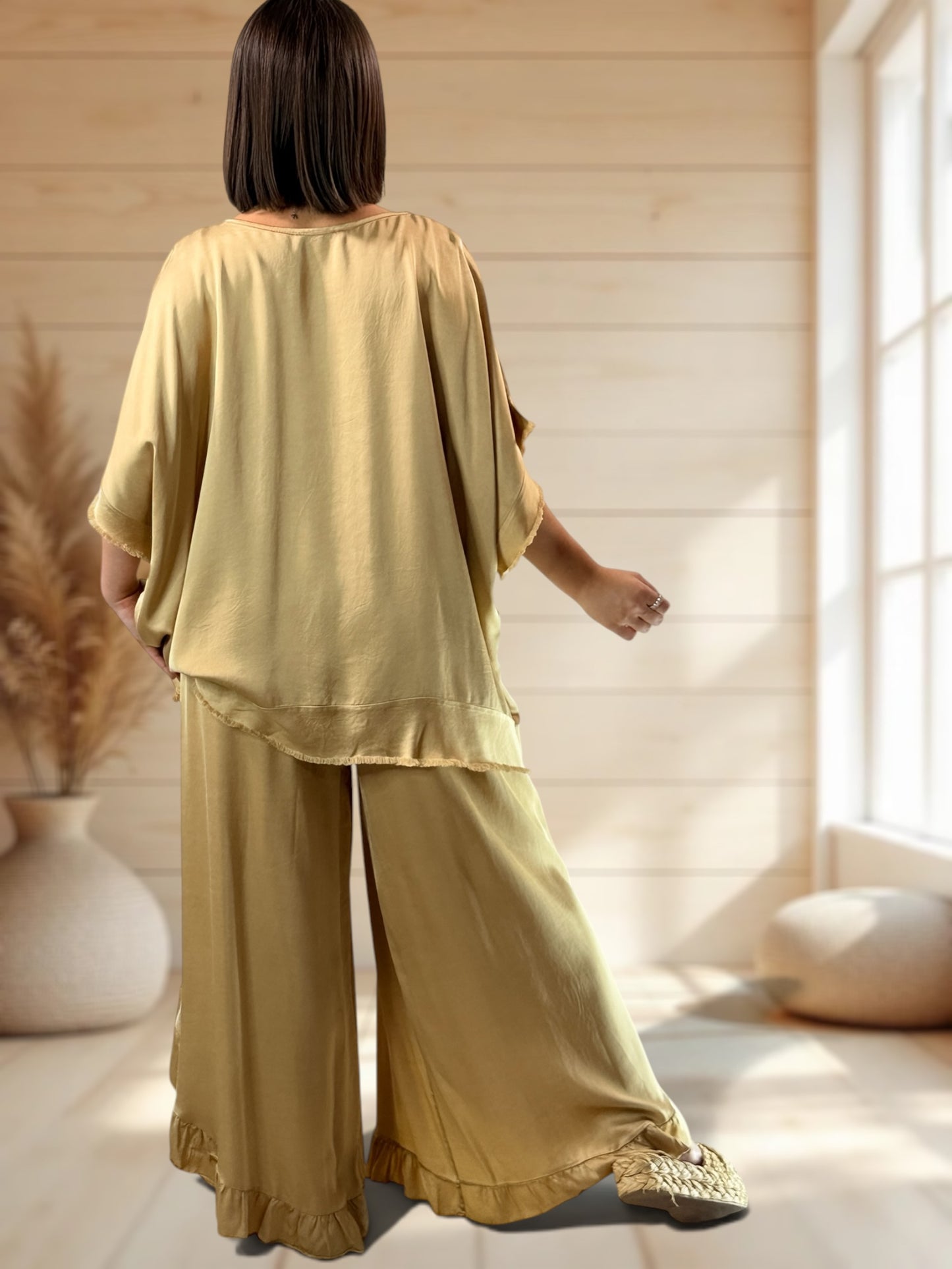 LEXIE  - ENSEMBLE TUNIQUE ET PANTALON CAMEL JUSQU'A LA TAILLE 54