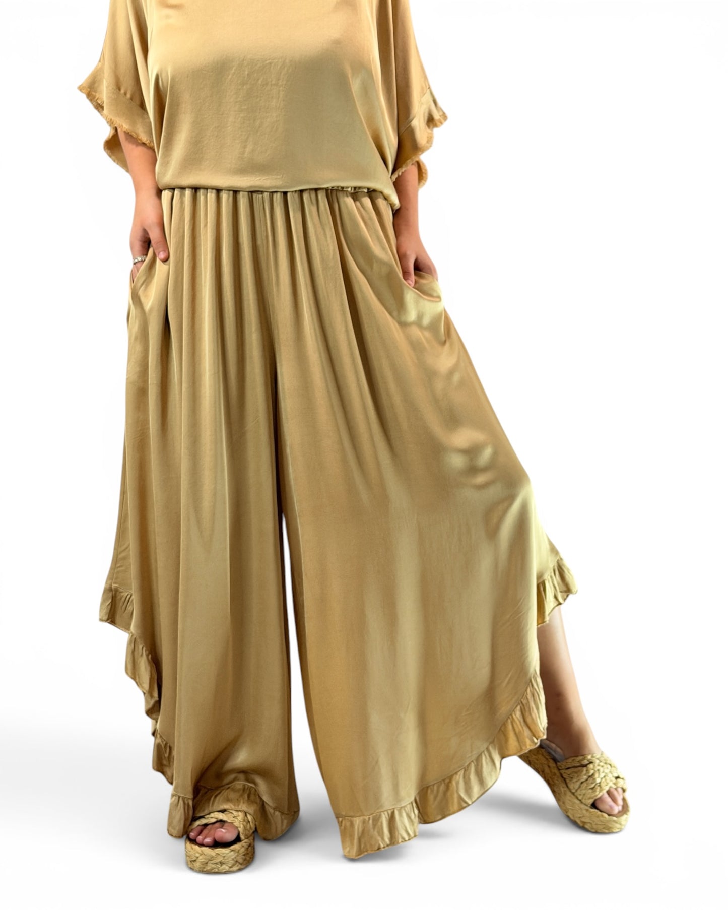 LEXIE  - ENSEMBLE TUNIQUE ET PANTALON CAMEL JUSQU'A LA TAILLE 54