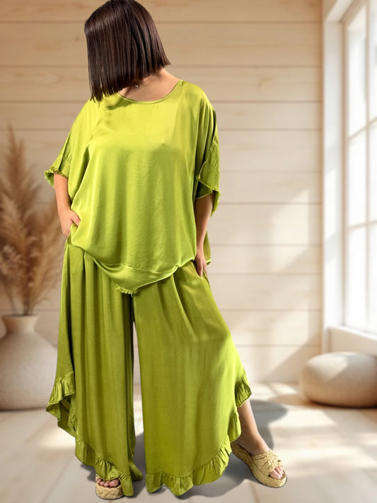 LEXIE  - ENSEMBLE TUNIQUE ET PANTALON VERT JUSQU'A LA TAILLE 54