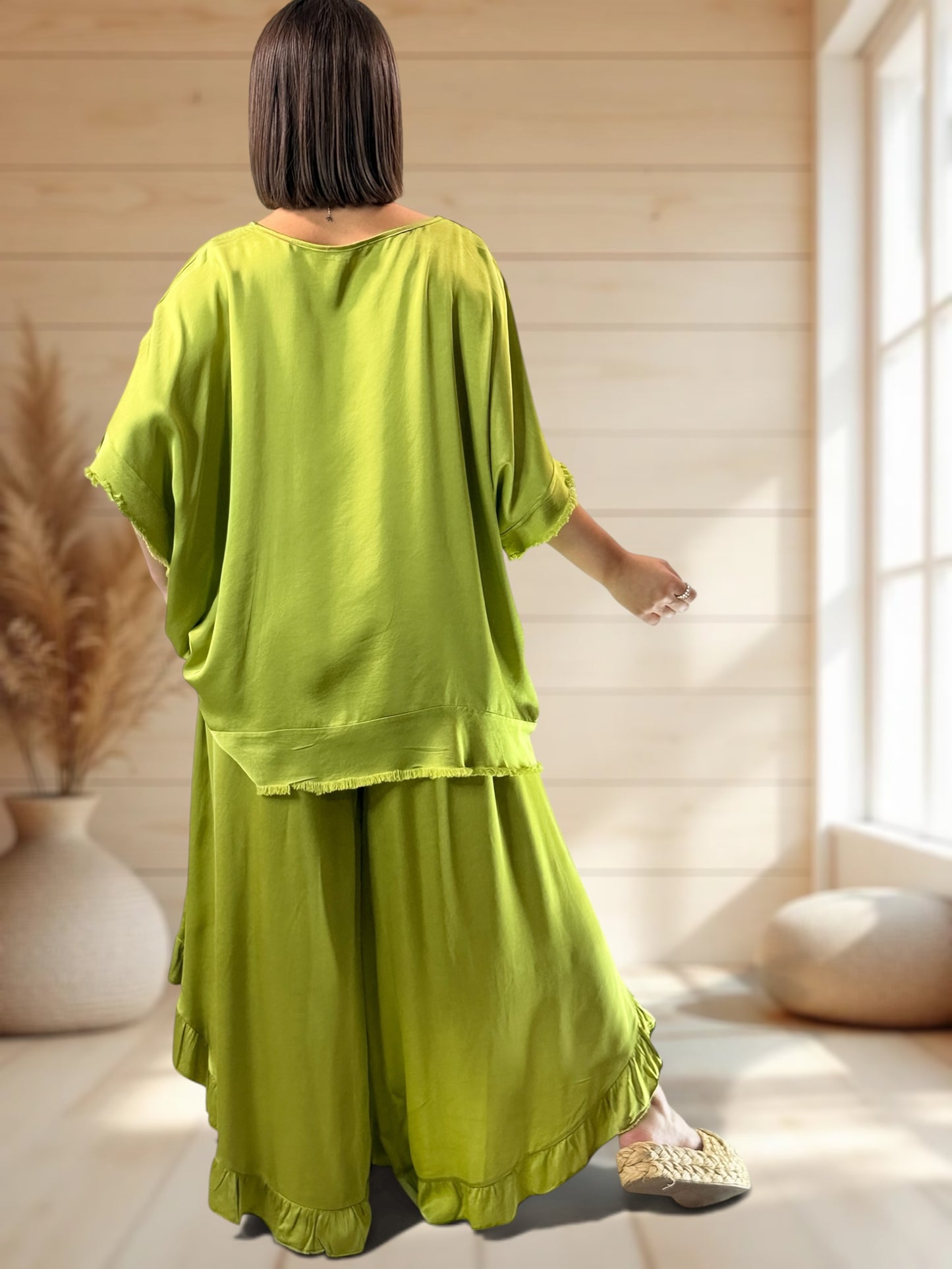 LEXIE  - ENSEMBLE TUNIQUE ET PANTALON VERT JUSQU'A LA TAILLE 54