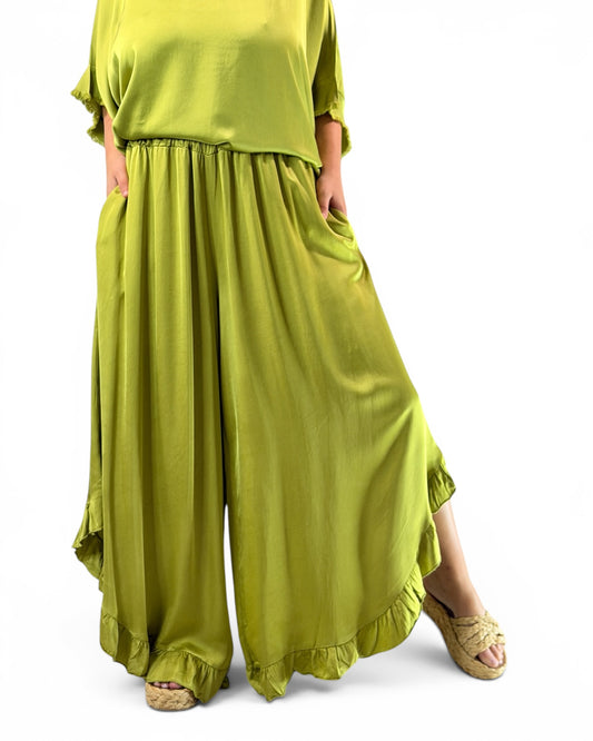LEXIE  - ENSEMBLE TUNIQUE ET PANTALON VERT JUSQU'A LA TAILLE 54