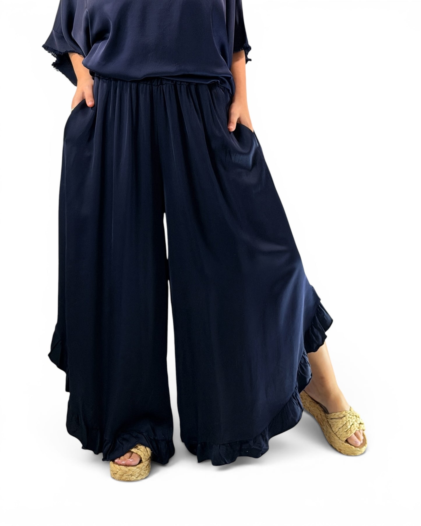 LEXIE - ENSEMBLE TUNIQUE ET PANTALON MARINE JUSQU'A LA TAILLE 54