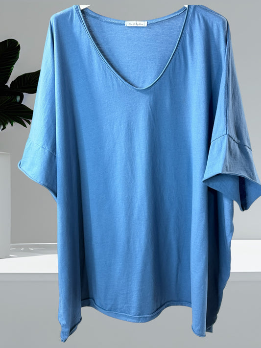 MAX - T-SHIRT EN COTON BLEU JEAN TAILLE 48/50 A 56/58